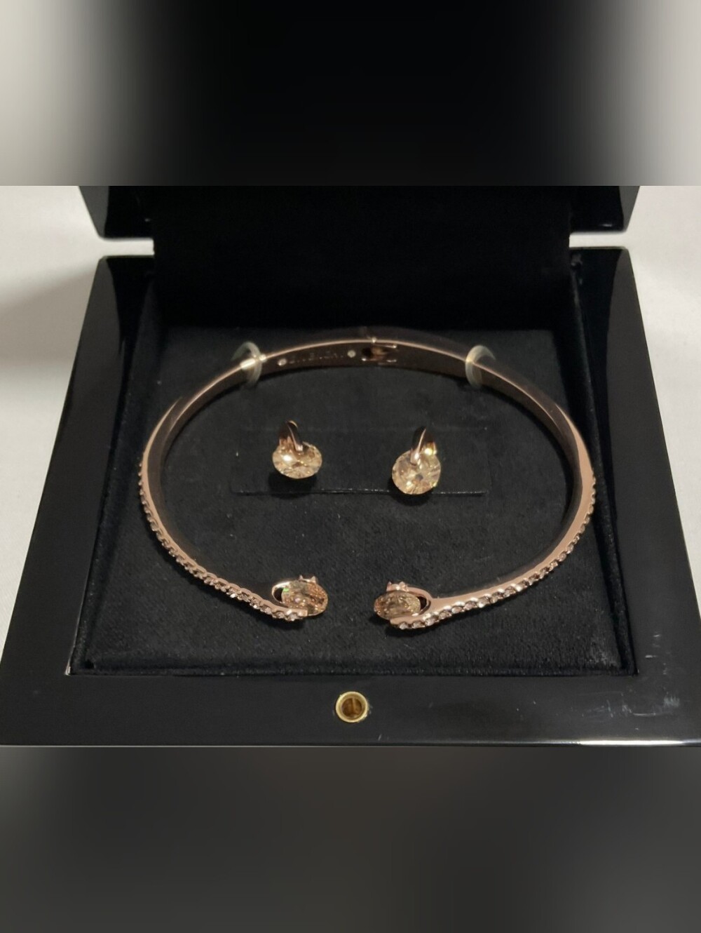 Givenchy Rose Gold Crystal Cuff Bracelet and Stud Earring Box Set